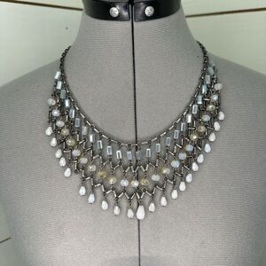 Elegant Silver and White Statement Necklace